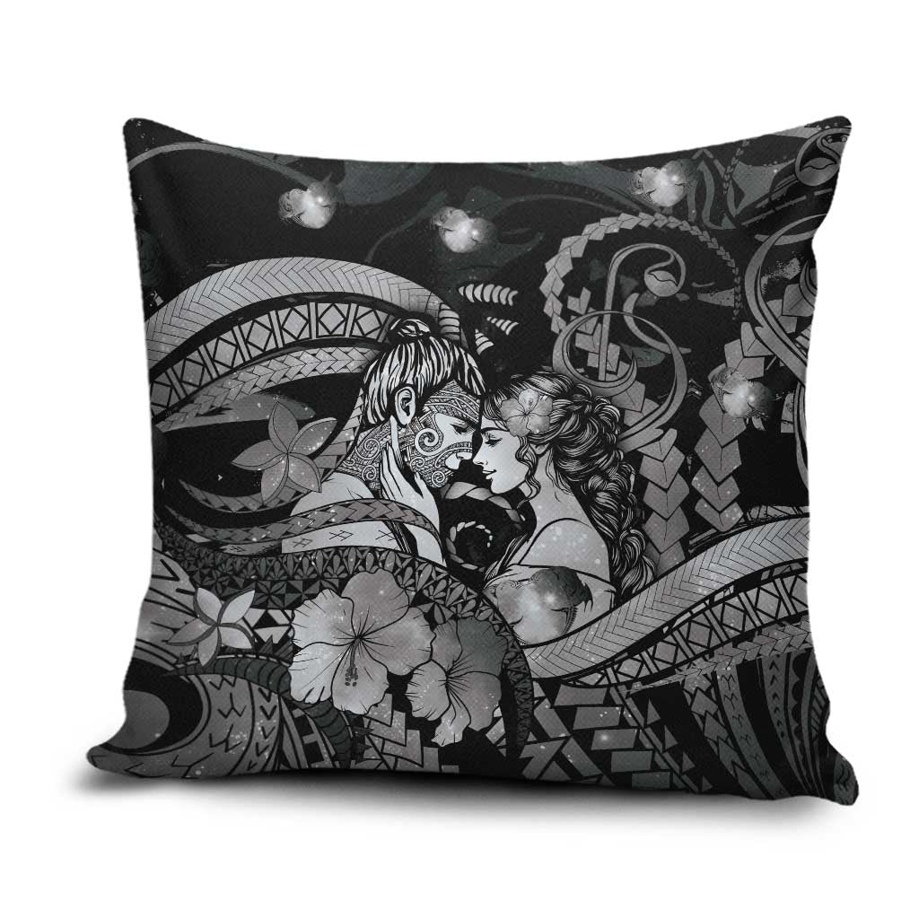 Maori Romantic Valentine Pillow Cover The Hongi Kiss Black Galaxy
