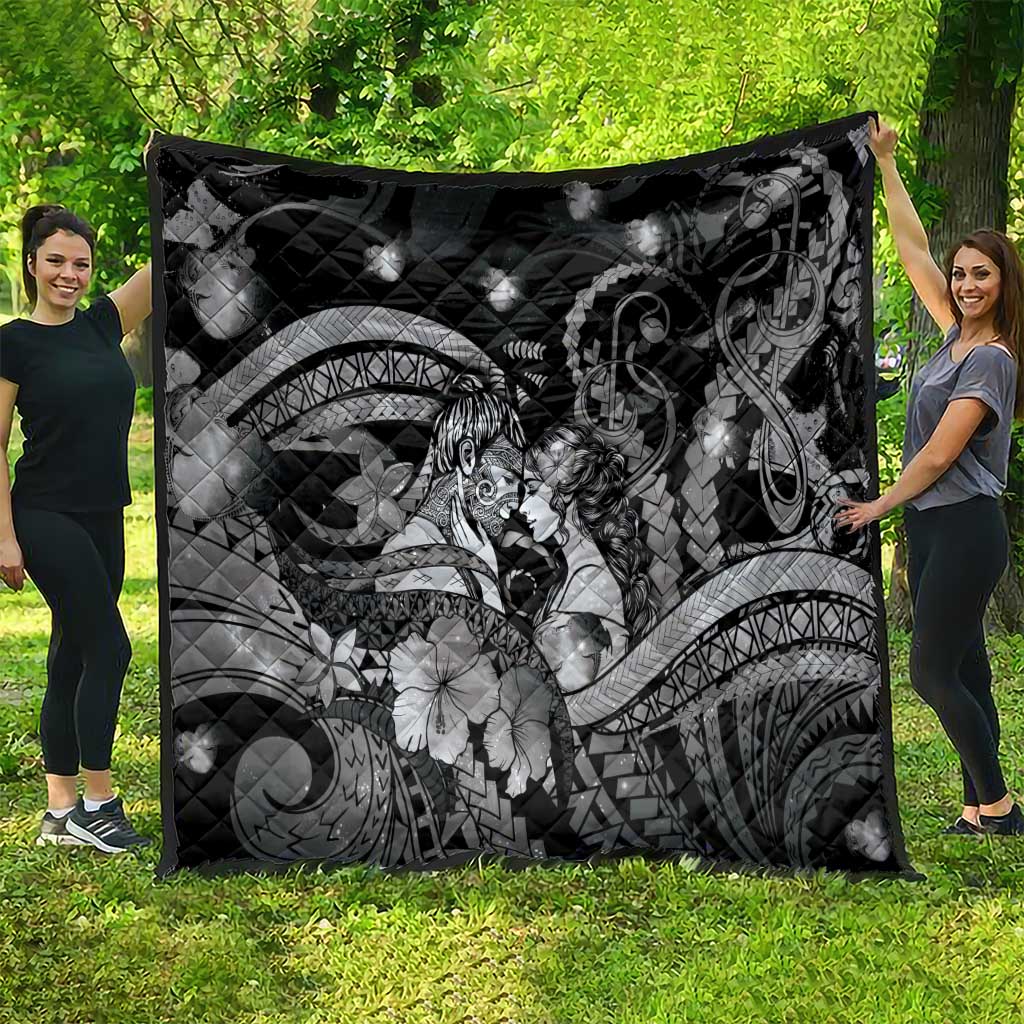 Maori Romantic Valentine Quilt The Hongi Kiss Black Galaxy