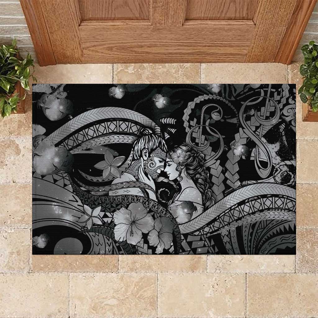 Maori Romantic Valentine Rubber Doormat The Hongi Kiss Black Galaxy