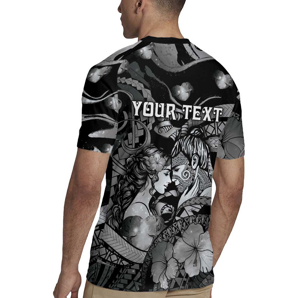 Personalised Maori Romantic Valentine Rugby Jersey The Hongi Kiss Black Galaxy