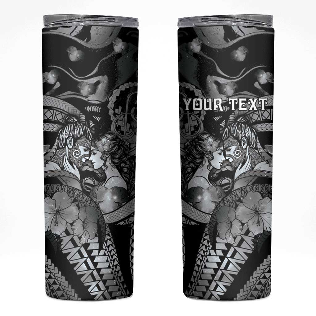 Personalised Maori Romantic Valentine Skinny Tumbler The Hongi Kiss Black Galaxy DT05 Black - Polynesian Pride