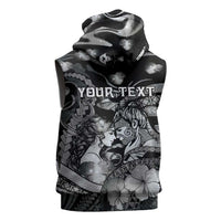 Personalised Maori Romantic Valentine Sleeveless Hoodie The Hongi Kiss Black Galaxy