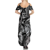 Personalised Maori Romantic Valentine Summer Maxi Dress The Hongi Kiss Black Galaxy