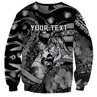 Personalised Maori Romantic Valentine Sweatshirt The Hongi Kiss Black Galaxy