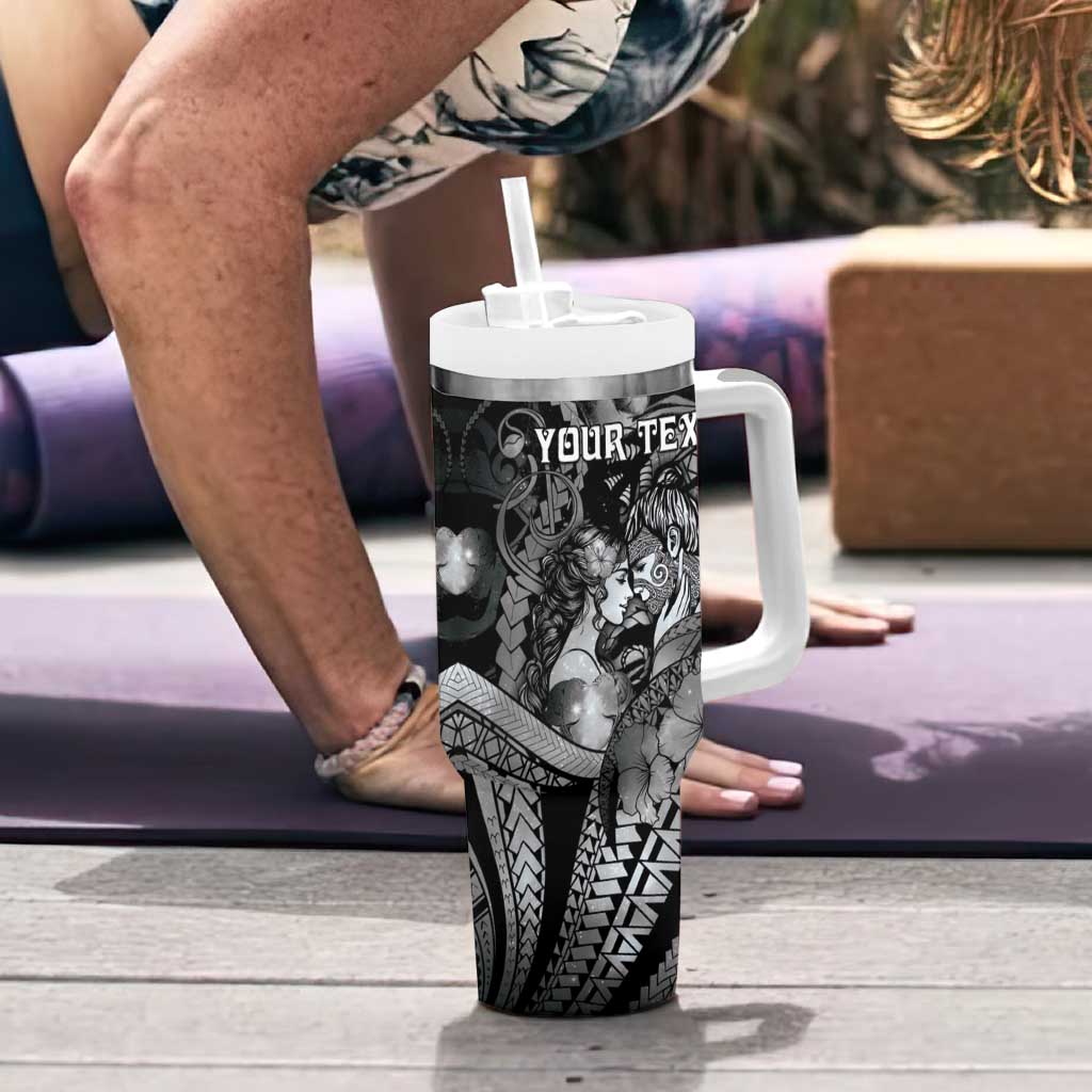Personalised Maori Romantic Valentine Tumbler With Handle The Hongi Kiss Black Galaxy