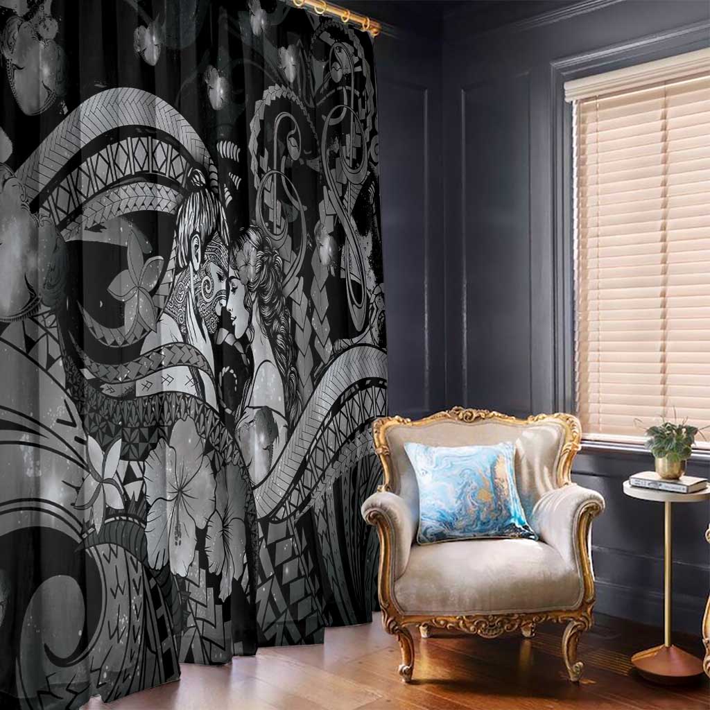 Maori Romantic Valentine Window Curtain The Hongi Kiss Black Galaxy