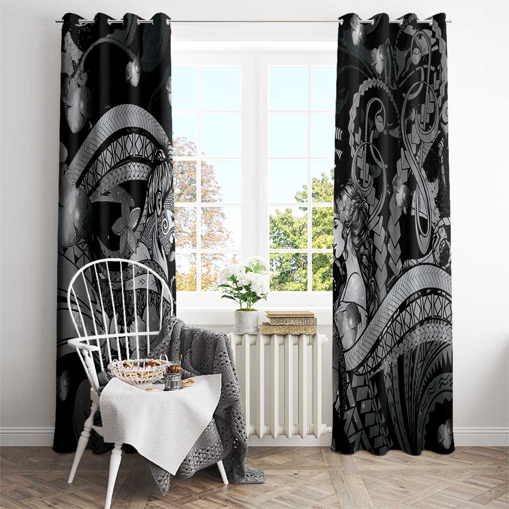 Maori Romantic Valentine Window Curtain The Hongi Kiss Black Galaxy