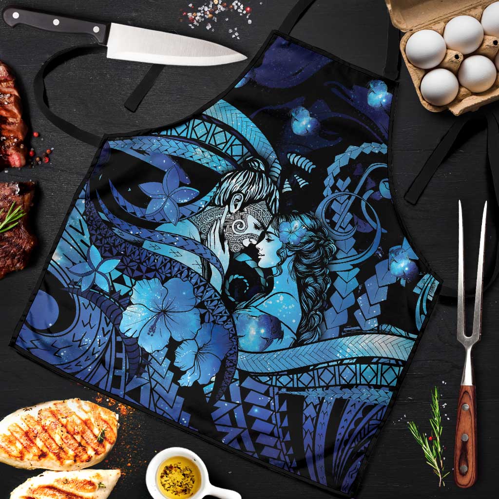 Maori Romantic Valentine Apron The Hongi Kiss Blue Galaxy