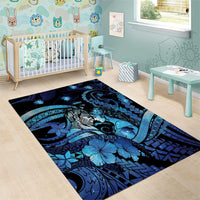 Maori Romantic Valentine Area Rug The Hongi Kiss Blue Galaxy