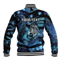 Personalised Maori Romantic Valentine Baseball Jacket The Hongi Kiss Blue Galaxy