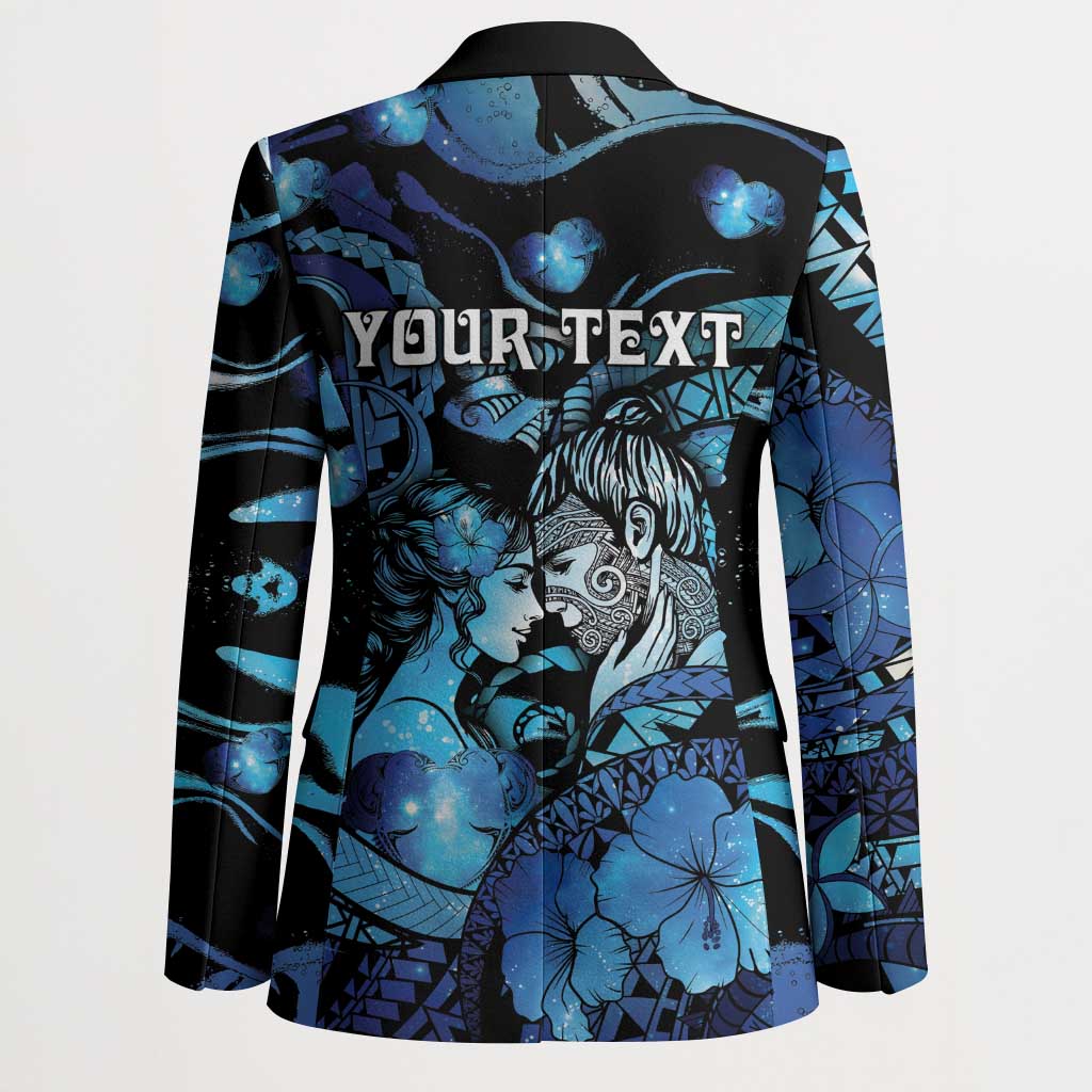 Personalised Maori Romantic Valentine Blazer The Hongi Kiss Blue Galaxy