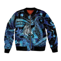 Personalised Maori Romantic Valentine Bomber Jacket The Hongi Kiss Blue Galaxy