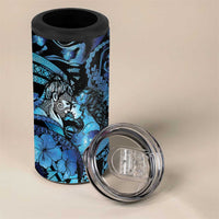 Personalised Maori Romantic Valentine 4 in 1 Can Cooler Tumbler The Hongi Kiss Blue Galaxy