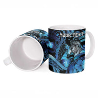 Personalised Maori Romantic Valentine Ceramic Mug The Hongi Kiss Blue Galaxy