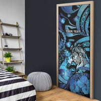 Personalised Maori Romantic Valentine Door Cover The Hongi Kiss Blue Galaxy