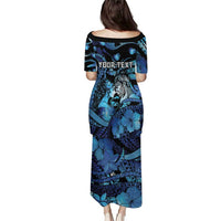 Personalised Maori Romantic Valentine Family Matching Puletasi and Hawaiian Shirt The Hongi Kiss Blue Galaxy DT05 - Polynesian Pride