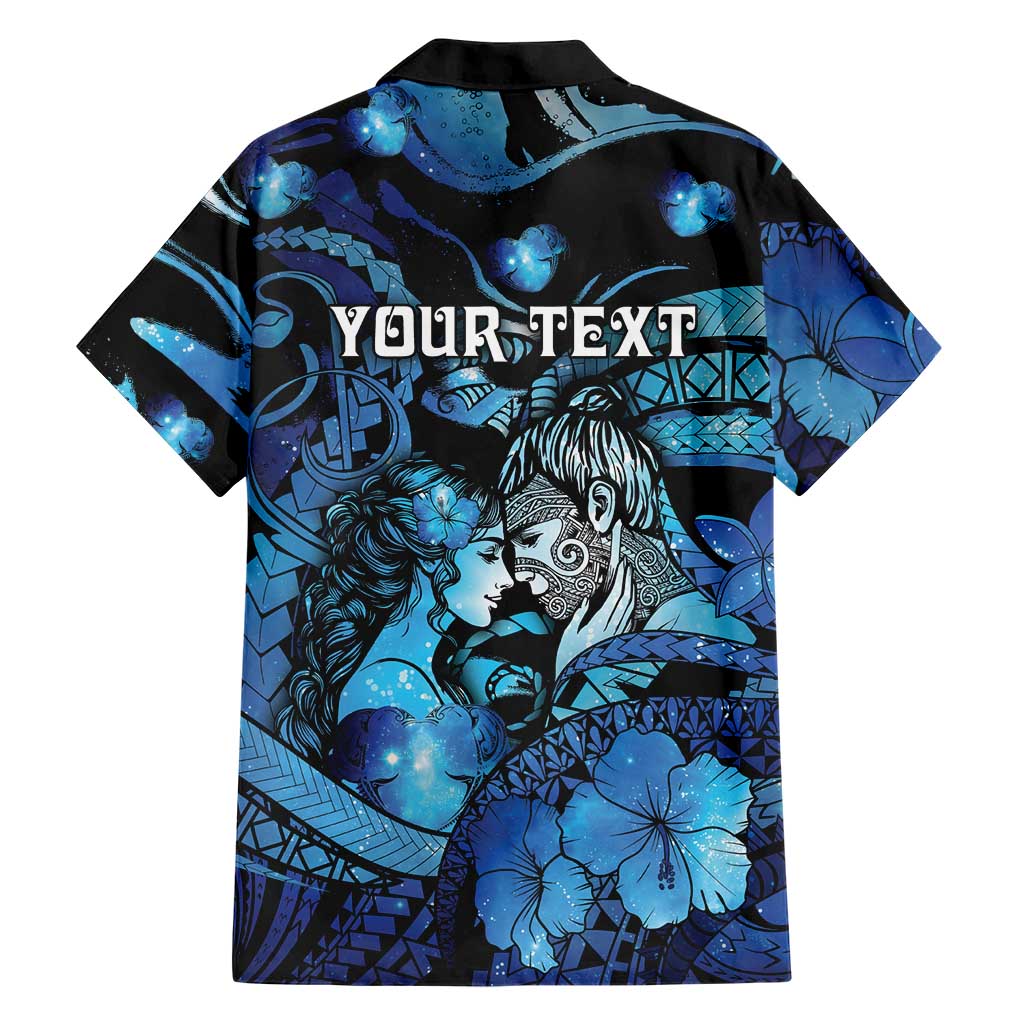 Personalised Maori Romantic Valentine Family Matching Tank Maxi Dress and Hawaiian Shirt The Hongi Kiss Blue Galaxy DT05 - Polynesian Pride