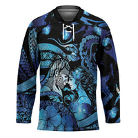 Personalised Maori Romantic Valentine Hockey Jersey The Hongi Kiss Blue Galaxy