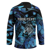 Personalised Maori Romantic Valentine Hockey Jersey The Hongi Kiss Blue Galaxy