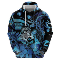 Personalised Maori Romantic Valentine Hoodie The Hongi Kiss Blue Galaxy