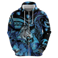 Personalised Maori Romantic Valentine Hoodie The Hongi Kiss Blue Galaxy