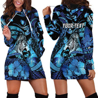 Personalised Maori Romantic Valentine Hoodie Dress The Hongi Kiss Blue Galaxy