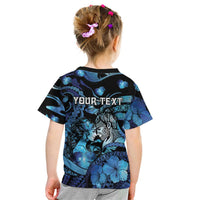 Personalised Maori Romantic Valentine Kid T Shirt The Hongi Kiss Blue Galaxy