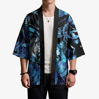 Personalised Maori Romantic Valentine Kimono The Hongi Kiss Blue Galaxy