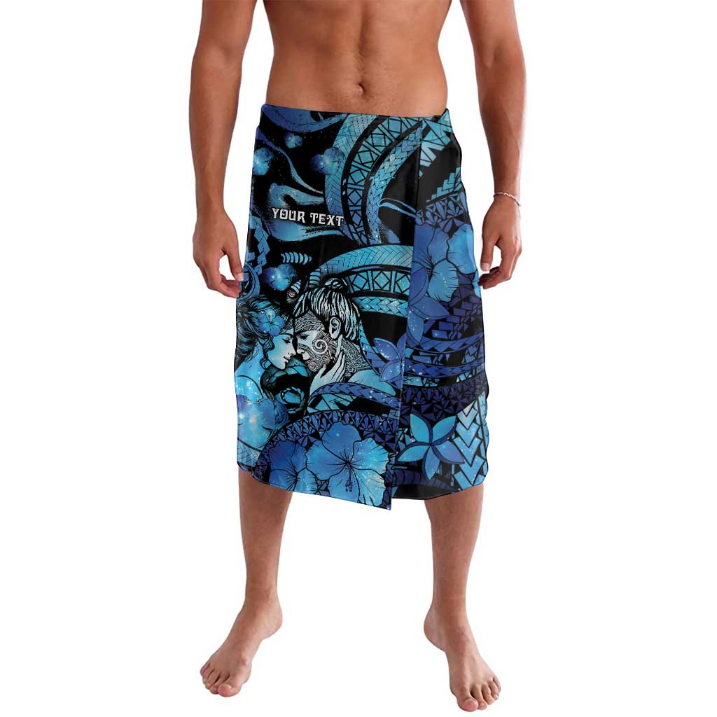 Personalised Maori Romantic Valentine Lavalava The Hongi Kiss Blue Galaxy