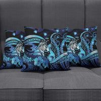 Maori Romantic Valentine Pillow Cover The Hongi Kiss Blue Galaxy