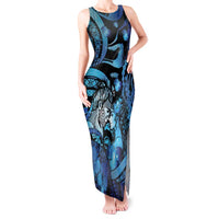 Personalised Maori Romantic Valentine Tank Maxi Dress The Hongi Kiss Blue Galaxy