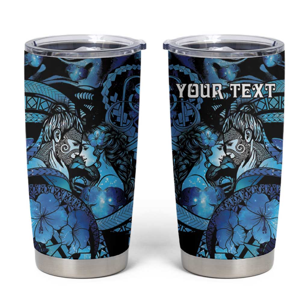Personalised Maori Romantic Valentine Tumbler Cup The Hongi Kiss Blue Galaxy