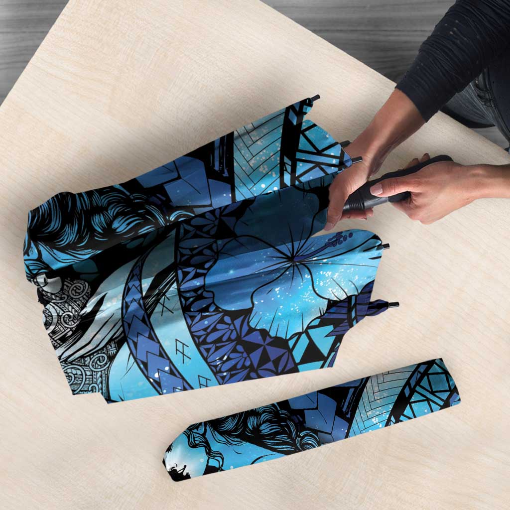 Maori Romantic Valentine Umbrella The Hongi Kiss Blue Galaxy