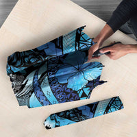 Maori Romantic Valentine Umbrella The Hongi Kiss Blue Galaxy