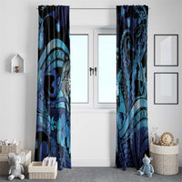 Maori Romantic Valentine Window Curtain The Hongi Kiss Blue Galaxy