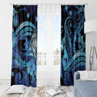 Maori Romantic Valentine Window Curtain The Hongi Kiss Blue Galaxy