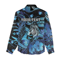 Personalised Maori Romantic Valentine Women Casual Shirt The Hongi Kiss Blue Galaxy