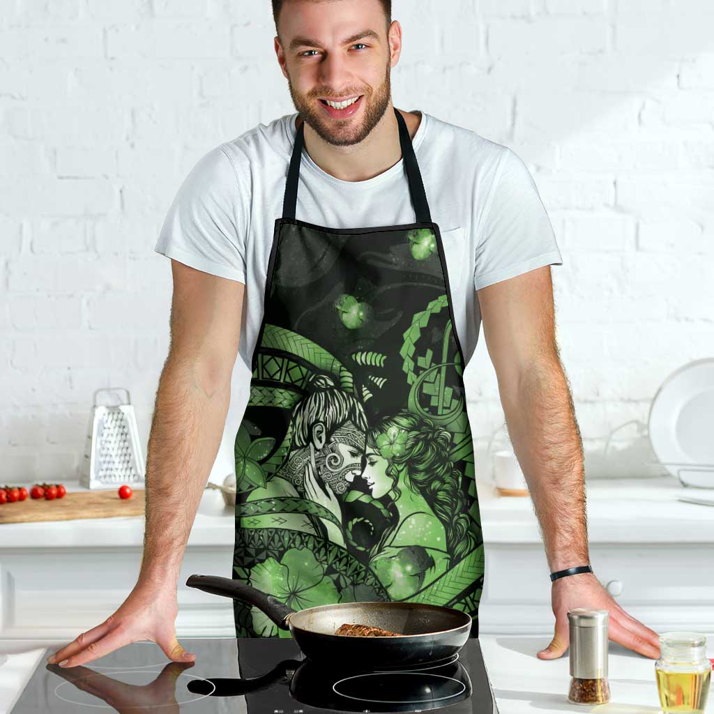 Maori Romantic Valentine Apron The Hongi Kiss Green Galaxy