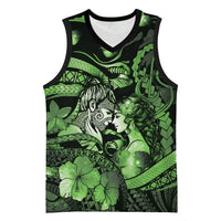 Personalised Maori Romantic Valentine Basketball Jersey The Hongi Kiss Green Galaxy DT05 Unisex Green - Polynesian Pride