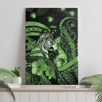 Maori Romantic Valentine Canvas Wall Art The Hongi Kiss Green Galaxy