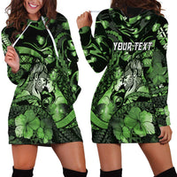 Personalised Maori Romantic Valentine Hoodie Dress The Hongi Kiss Green Galaxy DT05 - Polynesian Pride