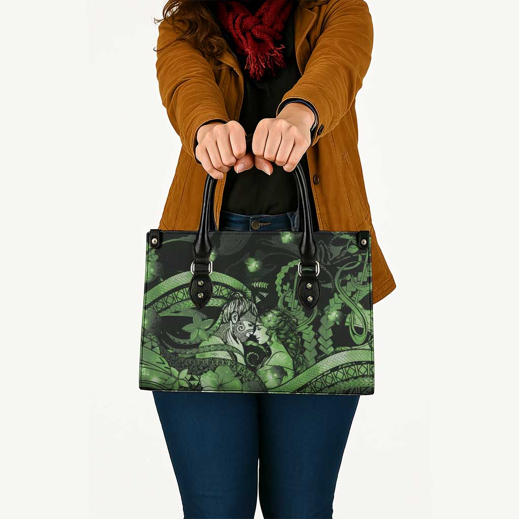 Maori Romantic Valentine Leather Bag The Hongi Kiss Green Galaxy