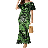 Personalised Maori Romantic Valentine Mermaid Dress The Hongi Kiss Green Galaxy