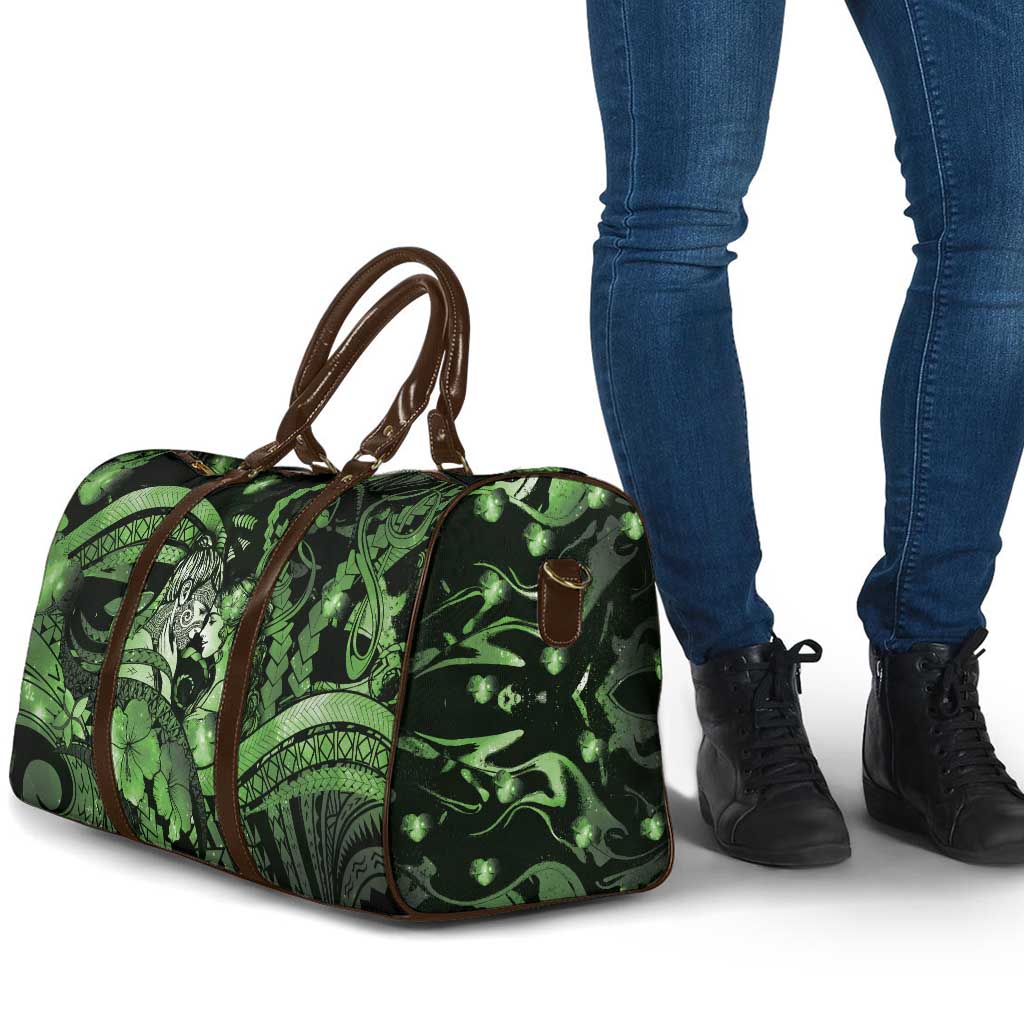 Maori Romantic Valentine Travel Bag The Hongi Kiss Green Galaxy