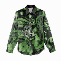 Personalised Maori Romantic Valentine Women Casual Shirt The Hongi Kiss Green Galaxy DT05 - Polynesian Pride