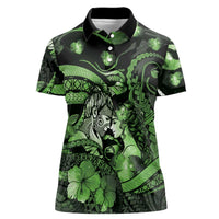 Personalised Maori Romantic Valentine Women Polo Shirt The Hongi Kiss Green Galaxy DT05 Female Green - Polynesian Pride
