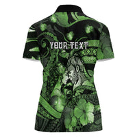 Personalised Maori Romantic Valentine Women Polo Shirt The Hongi Kiss Green Galaxy DT05 - Polynesian Pride