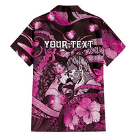 Personalised Maori Romantic Valentine Family Matching Tank Maxi Dress and Hawaiian Shirt The Hongi Kiss Pink Galaxy DT05 - Polynesian Pride