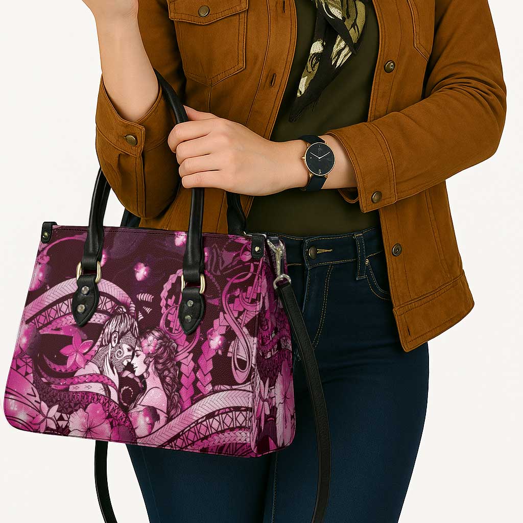 Maori Romantic Valentine Leather Bag The Hongi Kiss Pink Galaxy