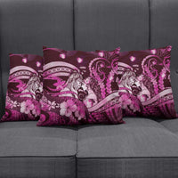 Maori Romantic Valentine Pillow Cover The Hongi Kiss Pink Galaxy